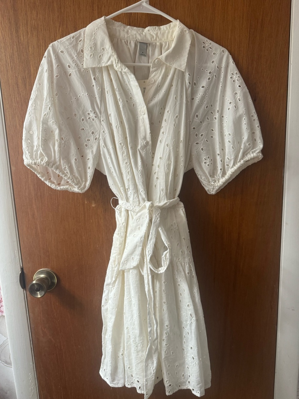 White Tie-Waist Mini Dress